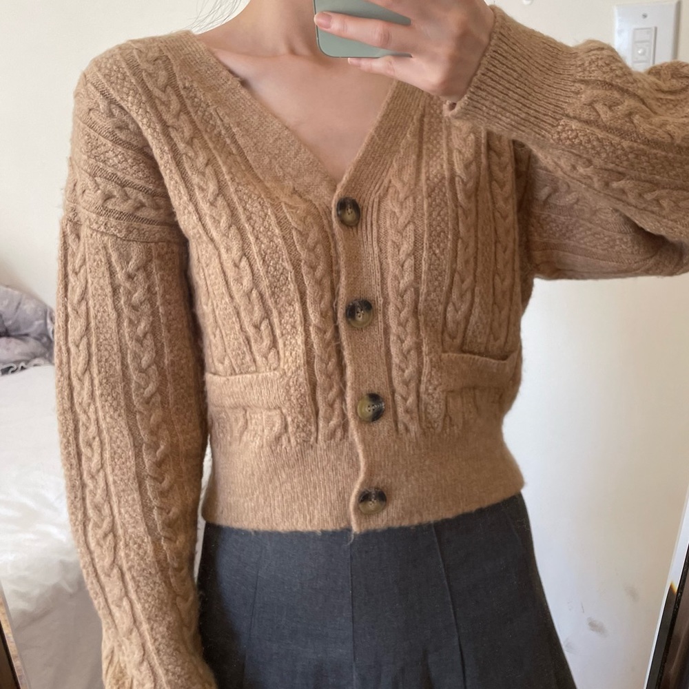 ZARA Cable Knit Beige Cardigan